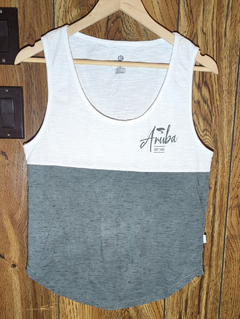 JoAnn's Women's Colorblock Scoop Neck Tank Top - White & Gray Size M